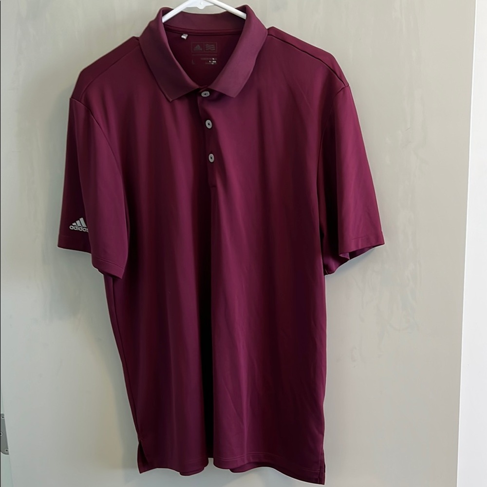 Adidas Red Polo Shirt Classic Design Moisture-Wicking
